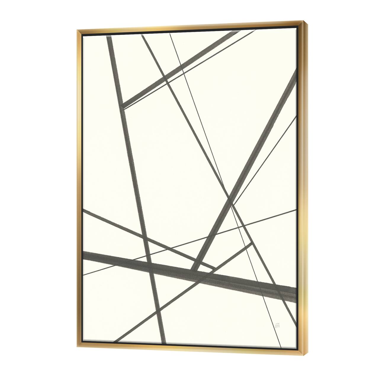 Designart - minimalist black and white IV - Transitional Canvas in Gold Frame